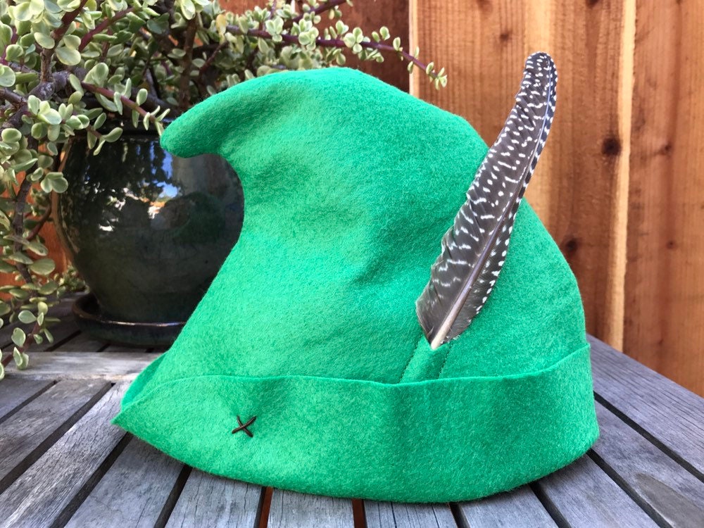 Medium Kelly Green Peter Pan Hat With Brown Spotted Feather - Etsy