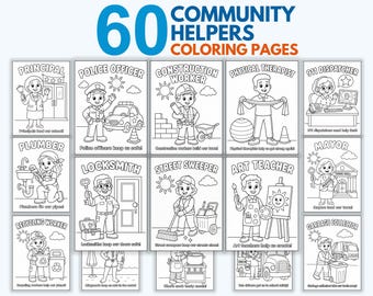 Community Helpers Coloring Pages for Kids, 60 Career Coloring Book Printable, Jobs Coloring Sheets, Preschool Kindergarten Activity PDF