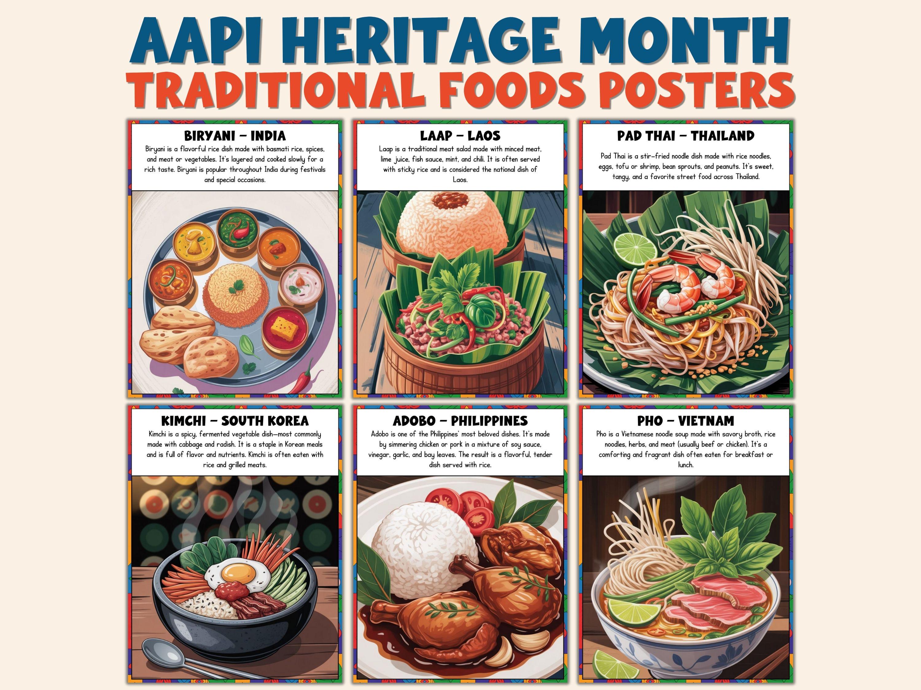 AAPI Heritage Month Traditional Foods Posters | 41 Asian Pacific