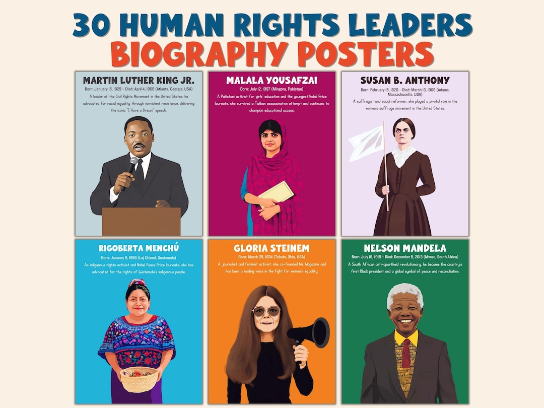 Human Rights Activists In History 30 Human Rights Leaders Biography Posters | Social Justice History ...