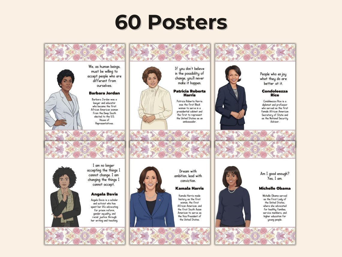 60 Black Women Leaders Posters Biography Quotes Black History Month ...