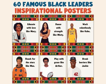 60 Famous Black Leaders Posters | Black History Month Bulletin Board Decor | Inspirational African American Wall Art | Classroom Display