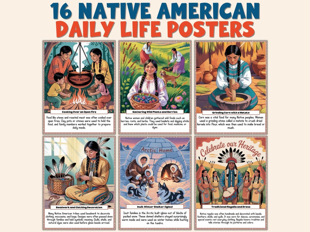 24 Native American Daily Life Posters • Indigenous Activities Classroom ...