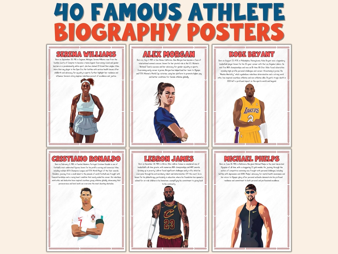 Sports Bio 40 Famous Athlete Biography Posters • Sports Heroes Classroom Decor ...