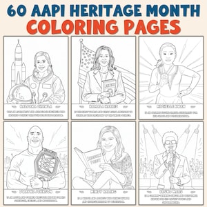 60 AAPI Heritage Month Coloring Pages | Asian American Pacific Islander Activities | Multicultural Biography Worksheets for Students