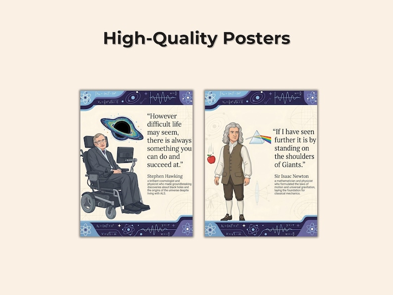 60 Famous Scientists Posters | Biography Quotes STEM Science Physics ...