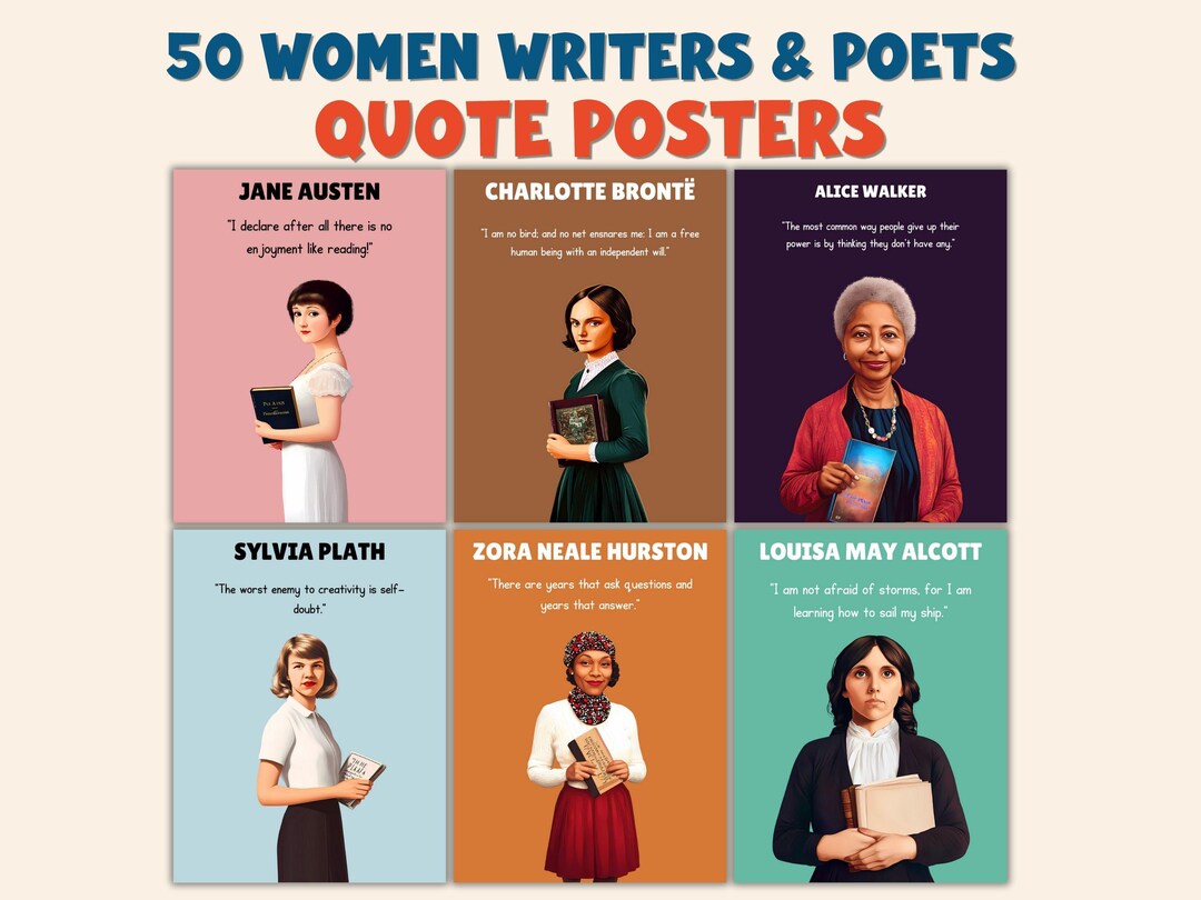 50 Women Writers & Poets Quote Posters • ELA Classroom Decor • Literacy ...
