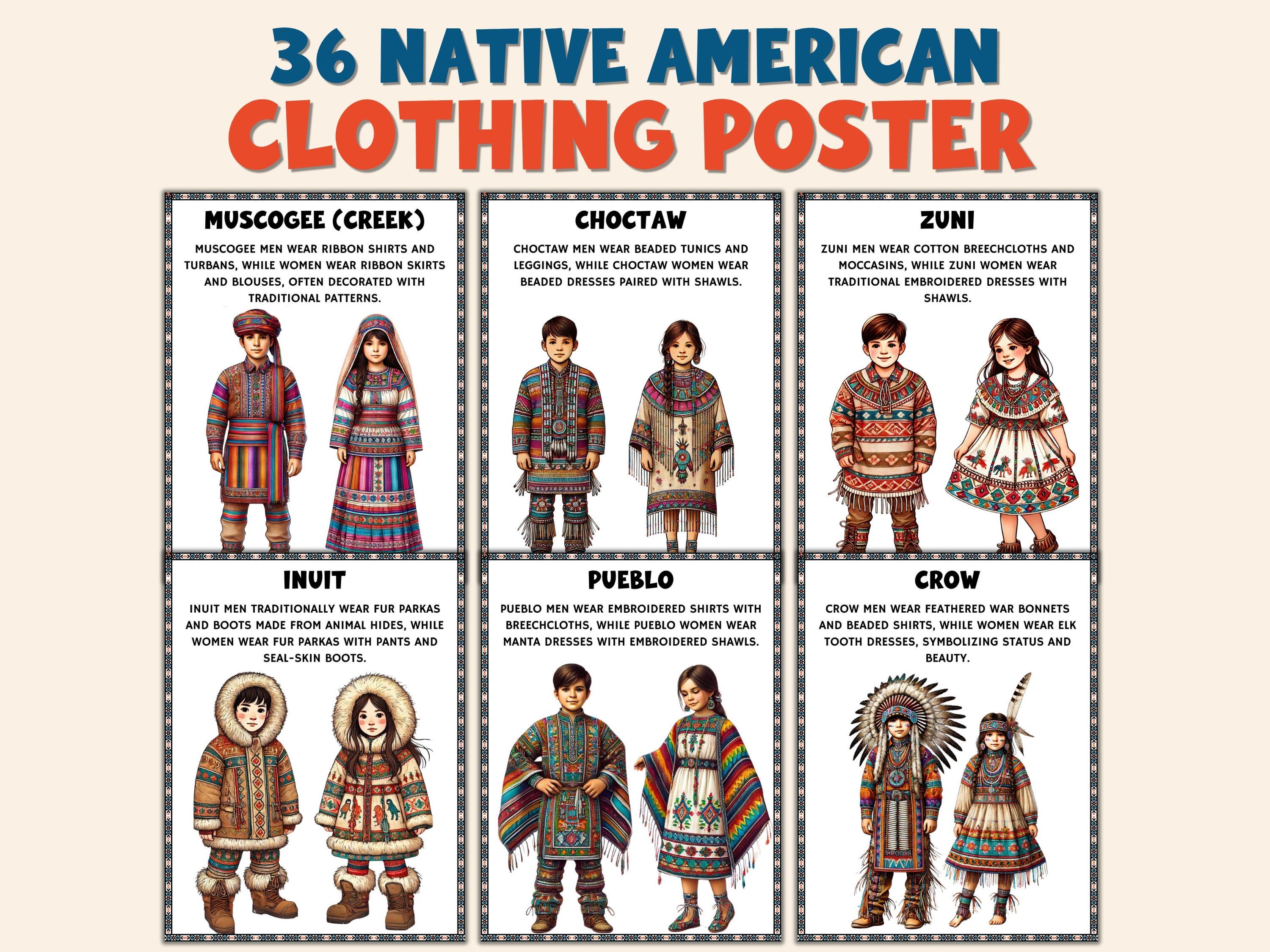 36 Native American Clothing Posters | Traditional Attire Outfits Indigenous  Culture Classroom Decor Heritage Month, Male Female Tribal Dress - Etsy, image size:3000x2250