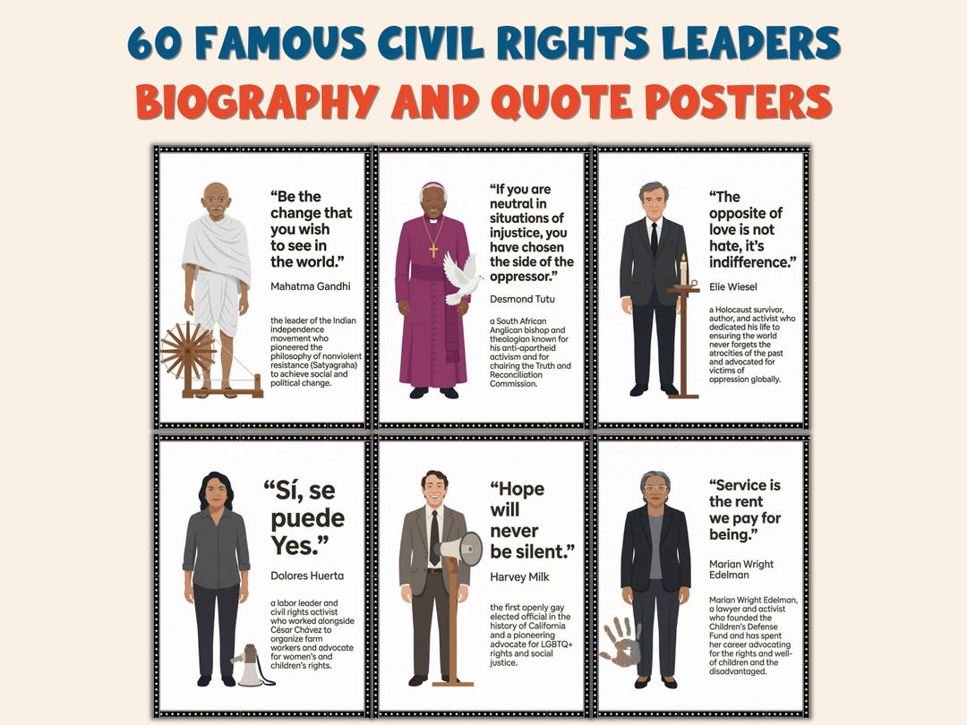 Civil Rights Leaters 60 Famous Civil Rights Leaders Posters | Biography Quotes | Social ...