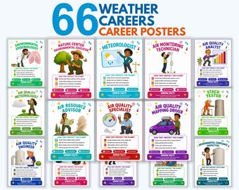 Weather Careers Posters for Kids, 66 Climate Jobs Printable, Meteorologist Classroom Decor, Earth Day Bulletin Board, Homeschool Science PDF