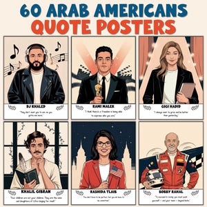 60 Arab American Heritage Month Quote Posters, Inspirational Quotes, Arab Americans, Multicultural Classroom Decor, Diversity Bulletin Board