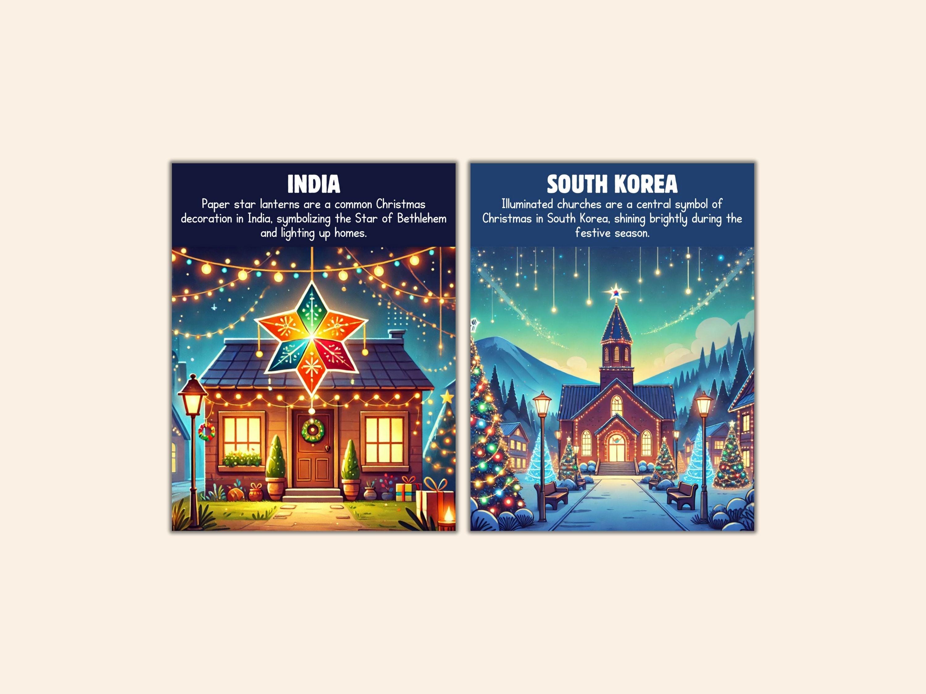 Christmas Around the World Symbols Posters | Global Holiday Traditions ...