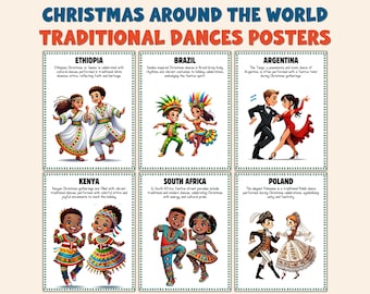 Julen runt om i världen traditionella danser affischer | Multikulturell juldekoration i klassrummet | Global julanslagstavla