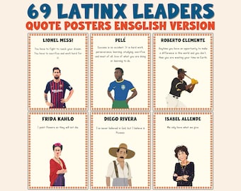 69 Latinx Quote Posters | Hispanic Heritage Month Bulletin Board | Famous Hispanic Figures Inspirational Classroom Decor (English Version)