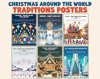 Weihnachten auf der ganzen Welt Poster | Klassenzimmer Dekor | Urlaub Pinnwand Printables | Globale Traditionen | InternationalWeihnachtstraditionen