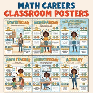 Math Careers Posters | Math Jobs & Data Careers | Career Exploration Bulletin Board | Classroom Decor | STEM Math Posters | Digital Download