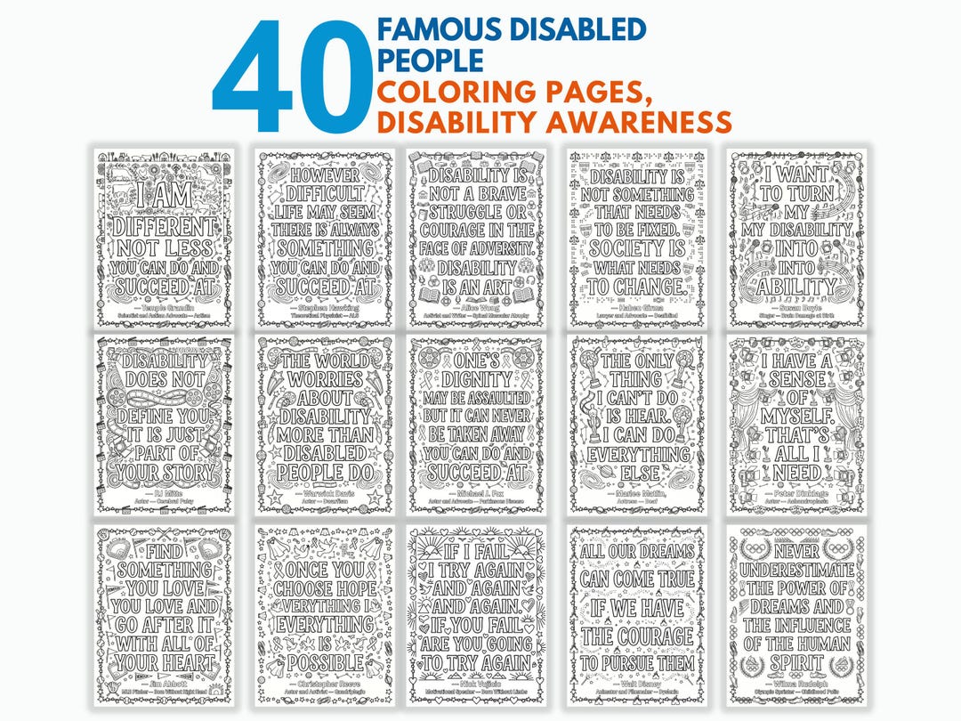 Inspirational Quote Coloring Pages Disability Awareness, Famous ...