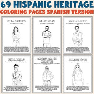 69 Hispanic Heritage Coloring Pages • Spanish Version • Latinx Icons Classroom Decor • Bulletin Board Printable Sheets • Bilingual Resources