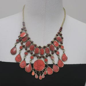Afghanischer Kuchi handgemachter Schmuck Vintage extra große Halskette - Antiker Stil Kuchi Tribe Halskette-Handgefertigt -Nomaden Schmuck-Gypsy / Hippie