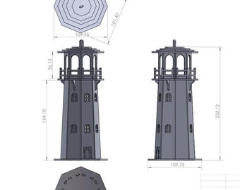 3D Wooden Lighthouse Laser Cut File: Nautical Home Decor (Digital Download, 3mm Ready)
