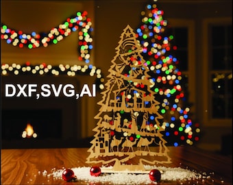 Laser Cut Nativity Christmas Tree | Layered Wooden File (SVG DXF)