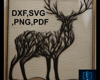Deer Wall Art SVG DXF: Laser Cut CNC Panel (Digital Download)