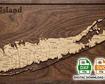 Long Island NY New York Wood Map Handmade Gift Wood Wall Art - Vintage Travel Home Decor digital file