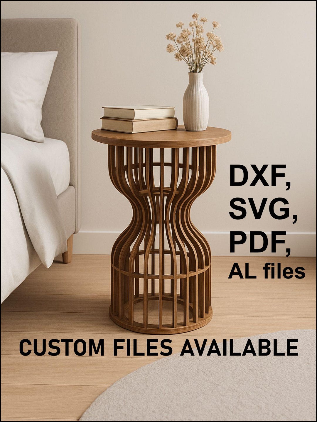 CNC Wooden Side Table: Modern Accent End Table - Etsy