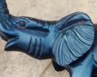 An 8.5 long Inch long Enonywood Hand carved Display Elephant
