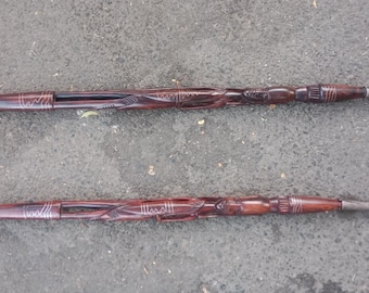 Set of 2 Maasai Spears - Hand Carved African Sculptured Ebony Spears