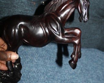 10.5 Inch high Horse Ebony Hardwood Freestanding Office Desk Decor Figurine Sculpture