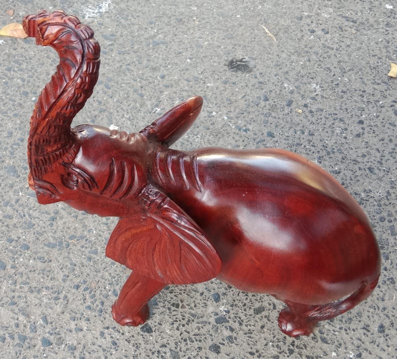 An 11 long Inch long Rosewood Hand carved Display Elephant image 6