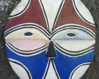 Colorful Mosaic Traditional Teke Kidumu mask from the Congo