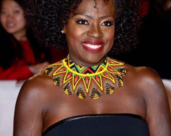 Maasai Zulu Brown Choker Bolero Fashion Bead  Yellow Necklace