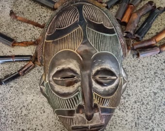 16.5' Cameroon Hand Carved Wooden Mask Africa Wall Hanging Decor African Tribal W