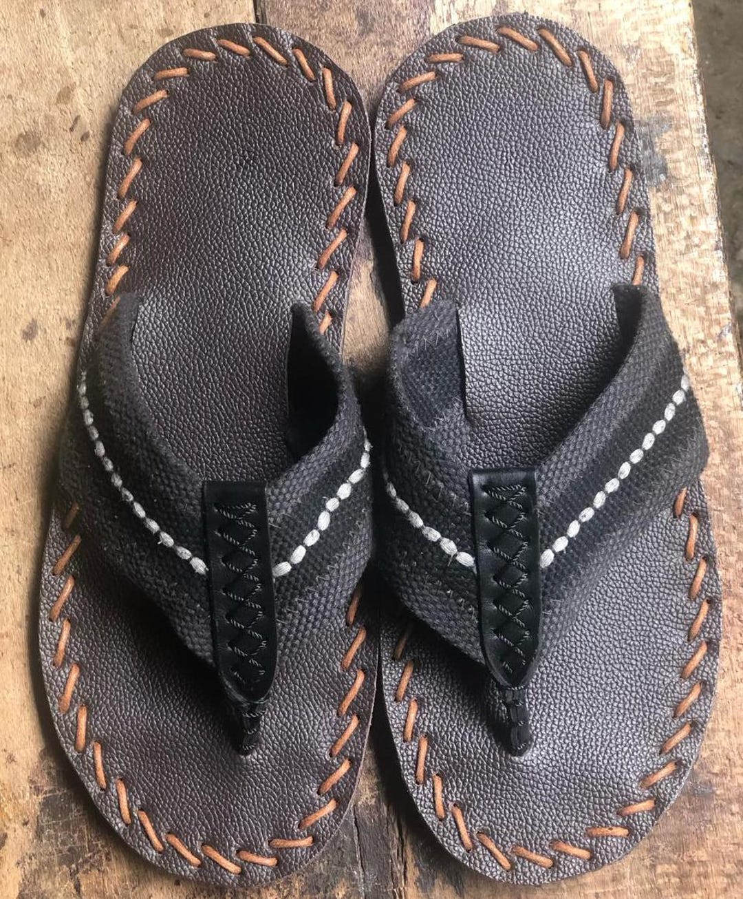 Maasai Handmade unisex Recycled Tire/Tyre Akala Sandals Size 9 to 10 MasaiCurioShop.Com Maasai Handmade Men main image 4