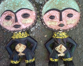 18 inch West African Ghana Ashanti Wooden Fertility Doll Couple