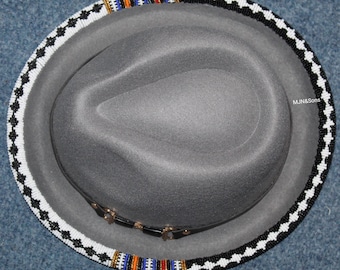 Grey Stingy Brim Beaded Fedora Hat