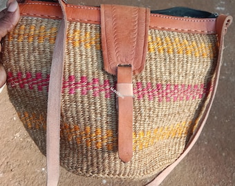 Brown Kiondo Basket - Natural  |African Kiondo Shopper Shoulder Bag