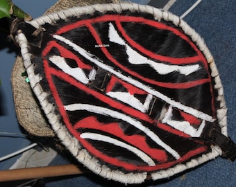 Maasai Warrior Shield, Traditional Kenyan Cowhide War Shield (23x14 inches)