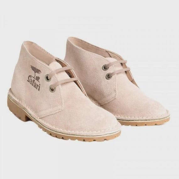 Kenyan Unisex Suede Safari Boots – Light Brown Leather 