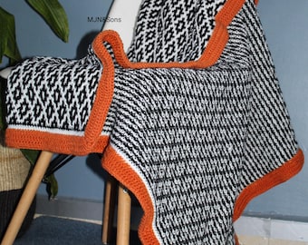 45x57 Black and White Mosaic Crochet Throw