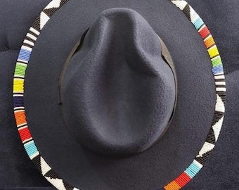 Charcoal Black Fedora Hat – Masai Beaded Summer Hat
