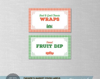 EDITABLE! Farmers Market Food Labels | Farm | Spring Birthday Invitation | Digital Download | Corjl