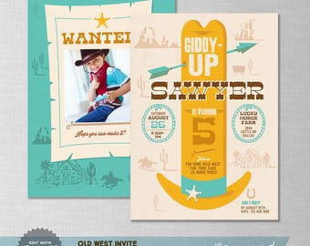 EDITABLE! Old West | Western | Cowboy | Cowgirl Birthday Invitation | Digital Download | Corjl