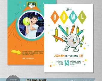 EDITABLE! Let's Bowl! | Game | Bowling Birthday Invitation | Digital Download | Corjl