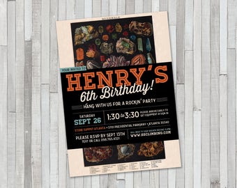 Rocks & Minerals / Geology / Gems / Mining Birthday Invitation