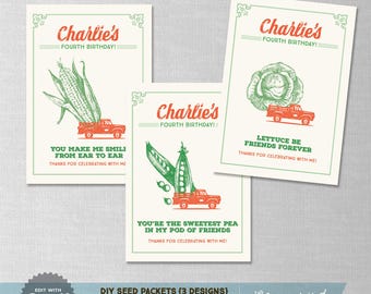 EDITABLE! Farmers Market DIY Seed Packet Template | Party Favors | Farm | Digital Download | Corjl