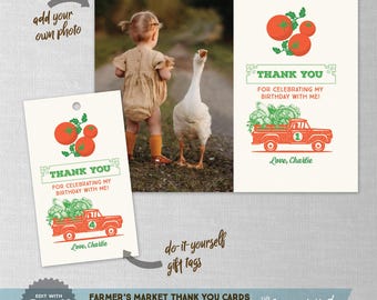 EDITABLE! Farmers Market Photo Thank You Card & Favor Tags (Digital Download)