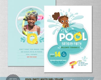 EDITABLE! Pool Party | Water | Summer Birthday Invitation for Girl | Digital Download | Corjl